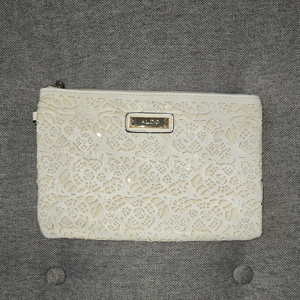 Aldo Cream Floral Lace Wristlet